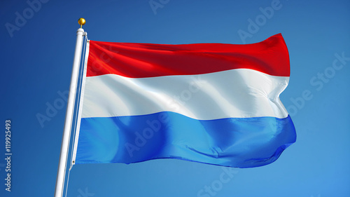 Free Download Luxembourg flag waving against clean blue sky, close up, isolated with clipping path mask alpha channel transparency - GFXLoad