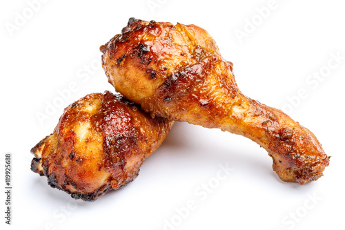 Canvastavla roasted chicken on white background