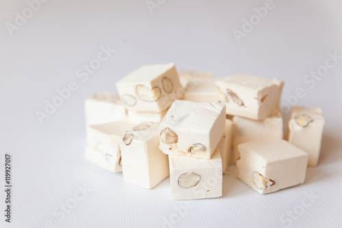 White nougat with almonds