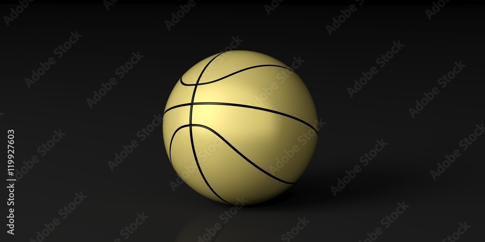 Basketball on black background. 3d illustration