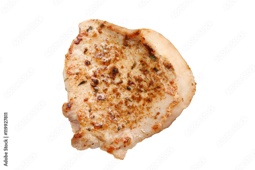 roasted pork steak isolated on a white background roasted pork steak isolated on a white background