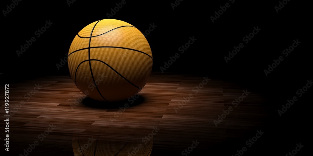 Basketball on wooden background. 3d illustration Basketball on wooden background. 3d illustration