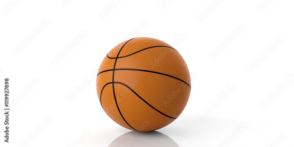 Basketball on white background. 3d illustration
