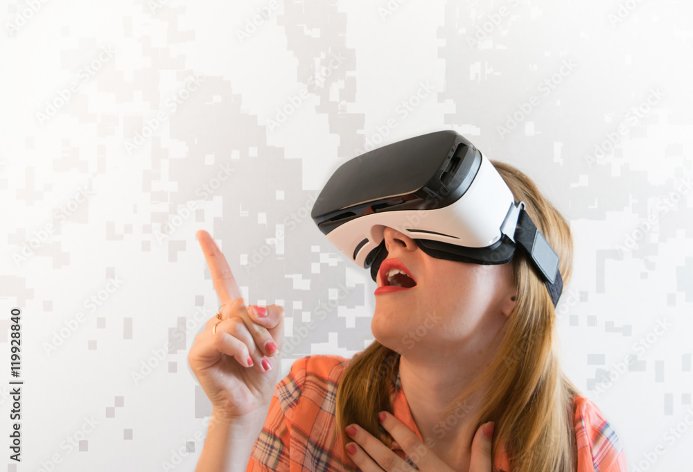 Girl in a virtual reality. Girl in a virtual reality.
