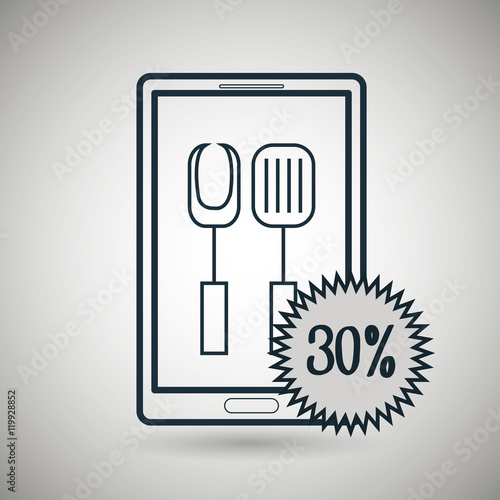 smartphone utensils cook discount vector illustration eps10