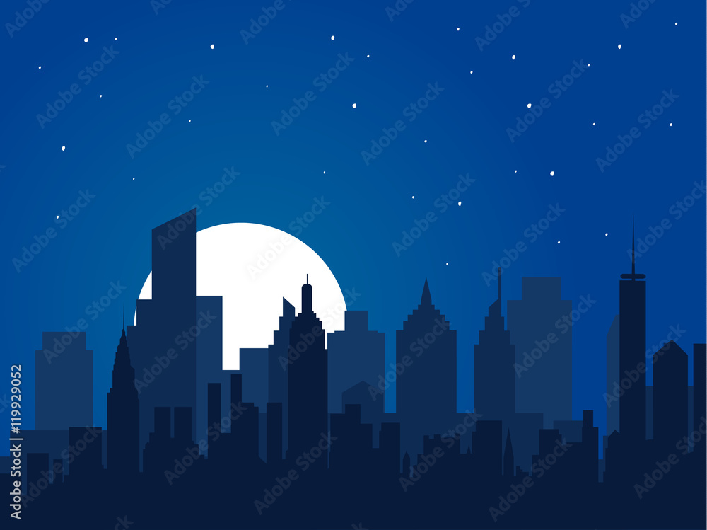 Night City Vector Illustration Night Cityscape In Flat Style Night City Silhouette Night City Skyline Abstract Background Modern Night City Landscape Dark Urban Scape Stock Vector Stock Vector Adobe Stock