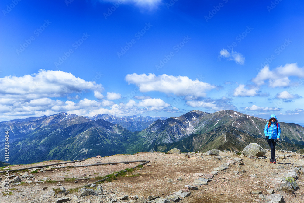 woman in mountains