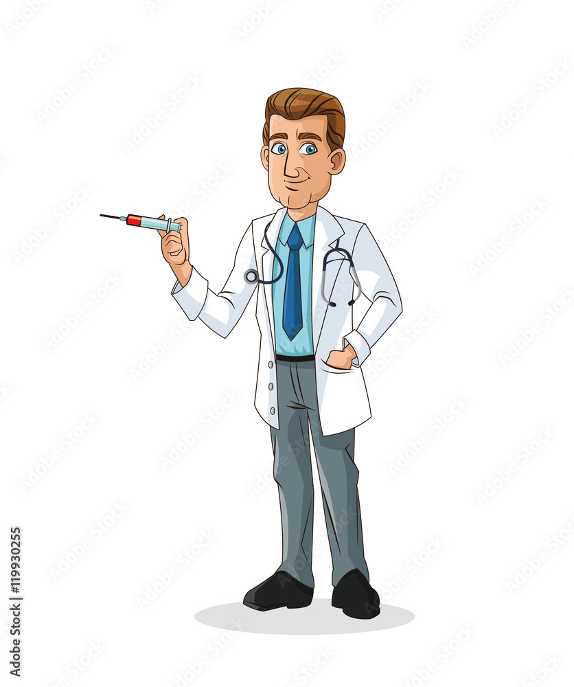 doctor man cartoon with uniform icon. medical and health care theme. Colorful and isolated design. Vector illustration doctor man cartoon with uniform icon. medical and health care theme. Colorful and isolated design. Vector illustration