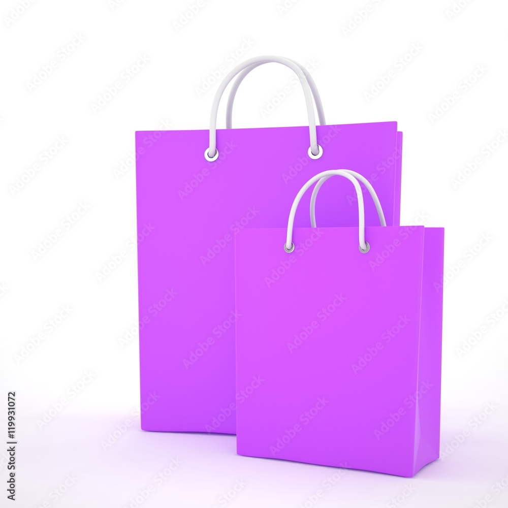 Paper Shopping Bags isolated on white background. 3d rendering. Paper Shopping Bags isolated on white background. 3d rendering.