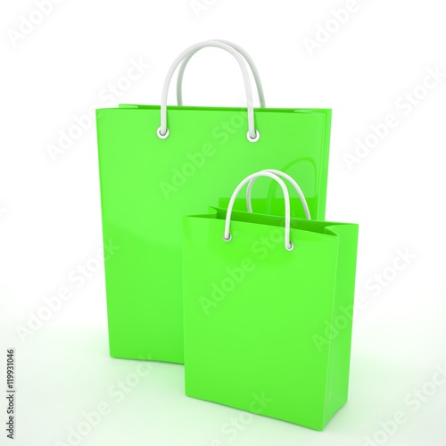 Paper Shopping Bags isolated on white background. 3d rendering.