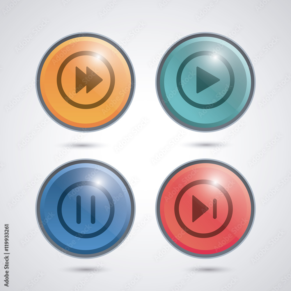 play and stop buttons. Video movie cinema and media theme. Colorful design. Vector illustration play and stop buttons. Video movie cinema and media theme. Colorful design. Vector illustration