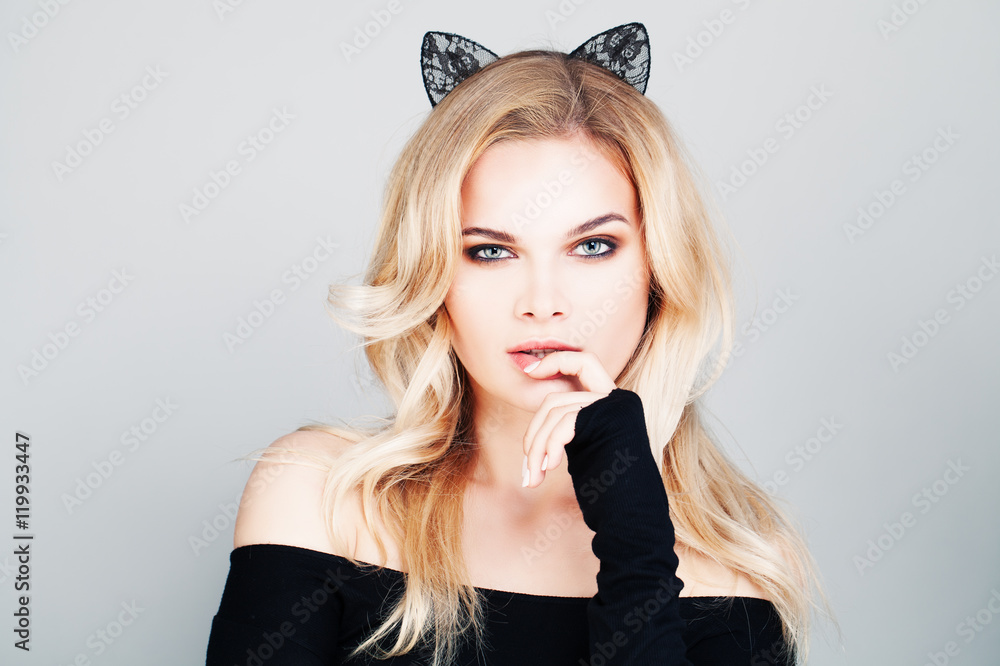 Sexy Woman with Cat Ears. Beauty and Sensuality Stock Photo Adobe Stock