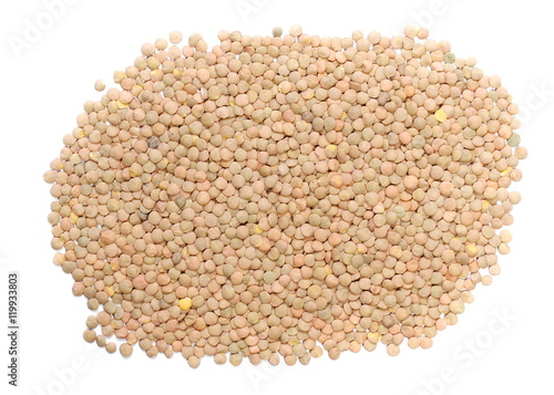 lentils isolated on white background and texture
