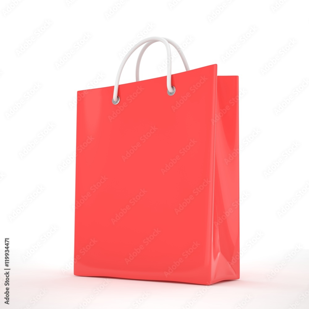 Paper Shopping Bag isolated on white background. 3d rendering. Paper Shopping Bag isolated on white background. 3d rendering.