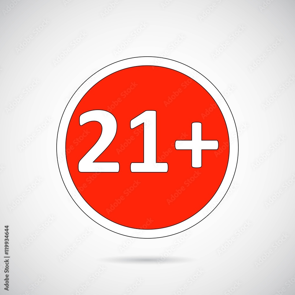 21+ icon on gray background. Vector art. 21+ icon on gray background. Vector art.