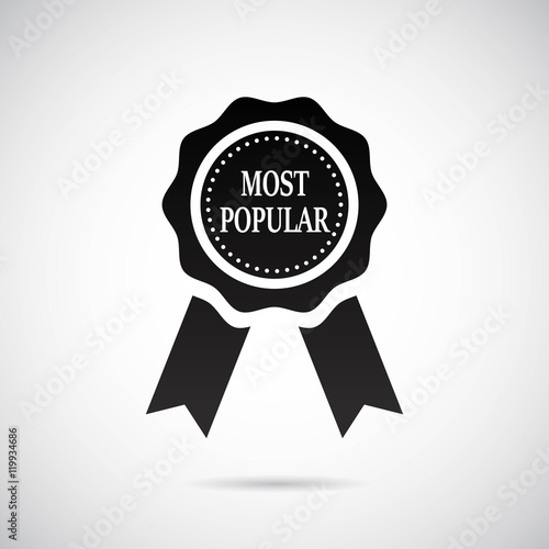 Badge seal 2 - most popular on gray background. Vector art.
