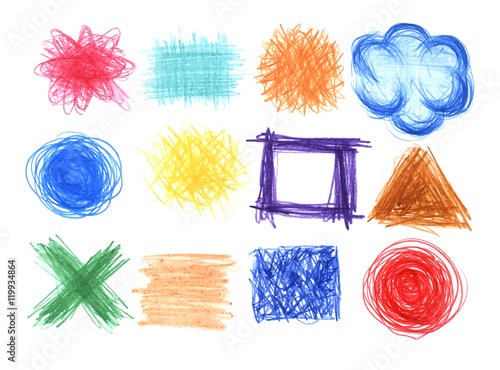 set of  hand drawn in crayon backgrounds