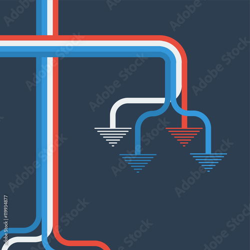 Colorful lines with electrical grounding icons