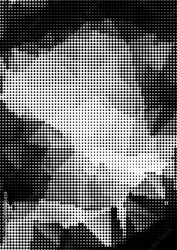 Grunge halftone dots background rectangular A4 size. Vector texture for ...