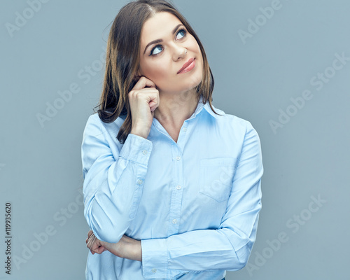 Thinking  business woman isolated portrait. © Yuriy Shevtsov