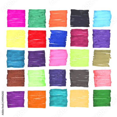 set of hand drawn in felt tip pen squares