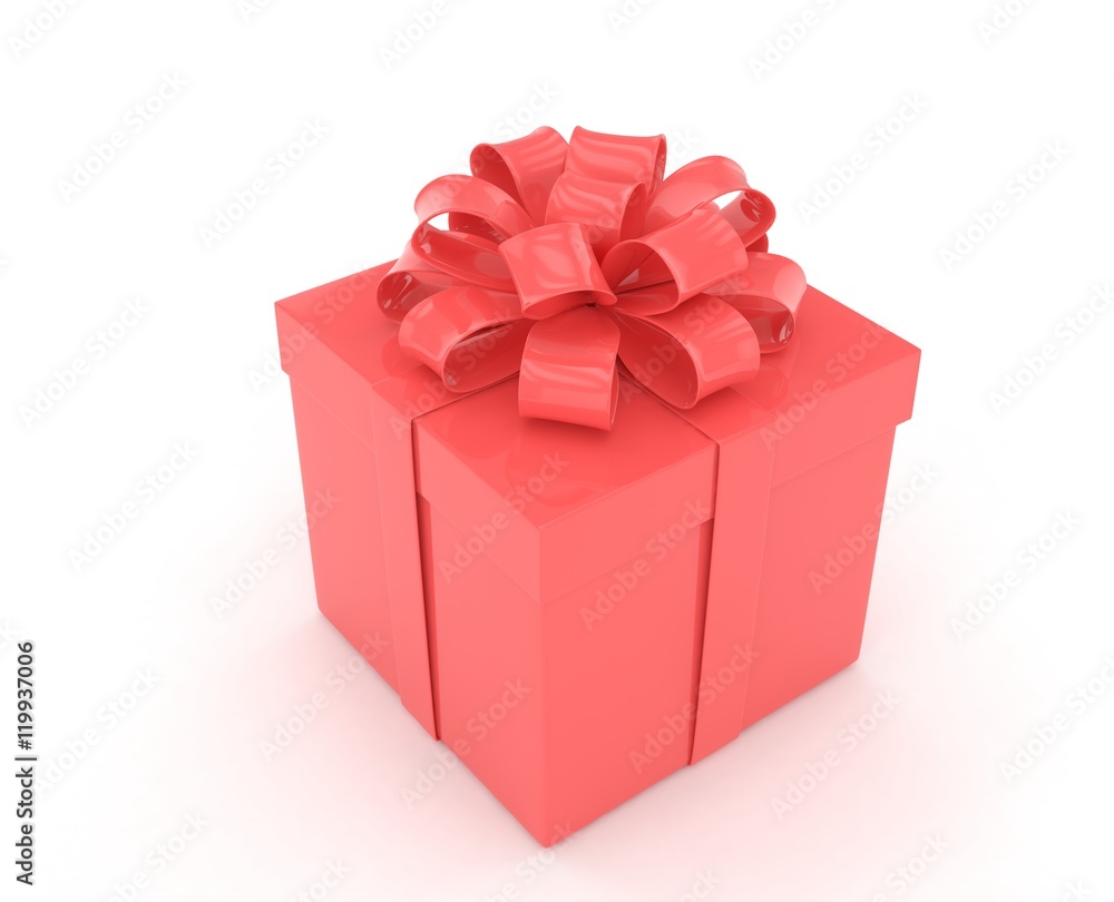 Obraz premium gift box with bows isolated on white. 3d rendering.