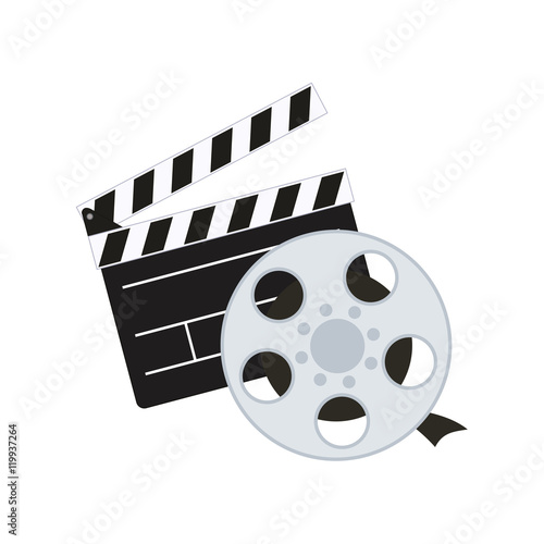 clapboard film reel cinema movie entertainment show icon. Flat and Isolated design. Vector illustration