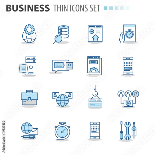 Modern thin line icons set for business