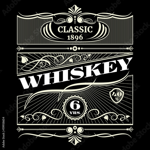Vintage antique american whiskey vector label