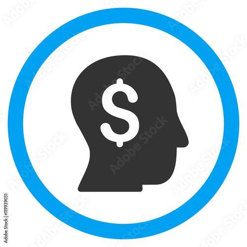 Businessman vector bicolor rounded icon. Image style is a flat icon symbol inside a circle, blue and gray colors, white background.