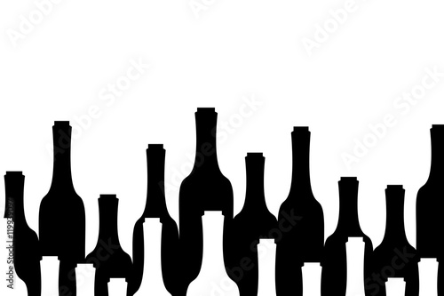 Vector silhouette of bottle of wine.