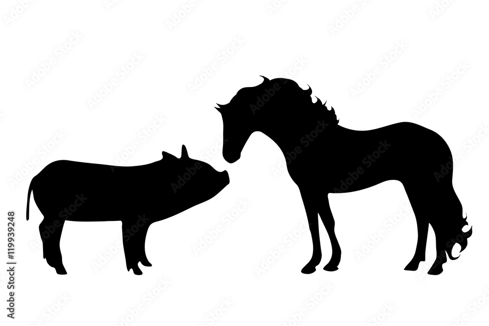 Vector silhouette of farm animal. Vector silhouette of farm animal.