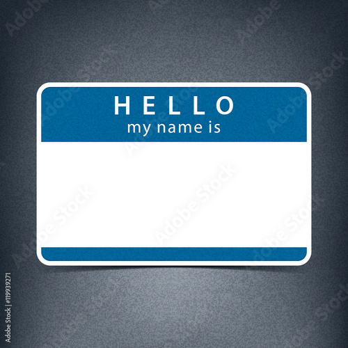 Blue blank tag sticker HELLO my name is