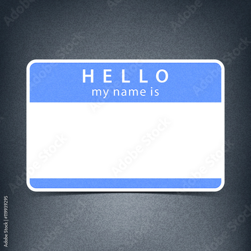 Blue blank tag sticker HELLO my name is