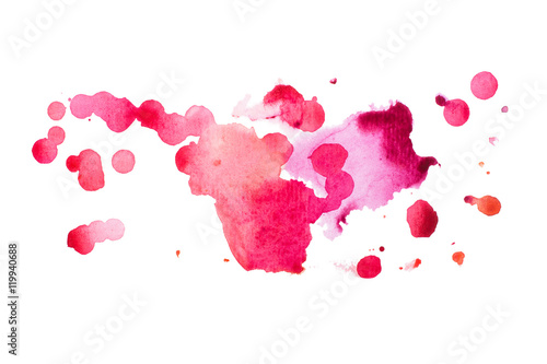 Wallpaper Mural Abstract watercolor aquarelle hand drawn colorful shapes art red color paint or