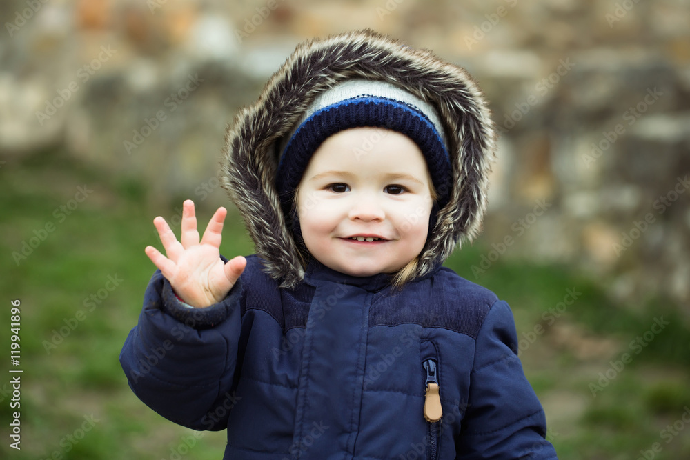 smiling boy child in autumn jacket smiling boy child in autumn jacket