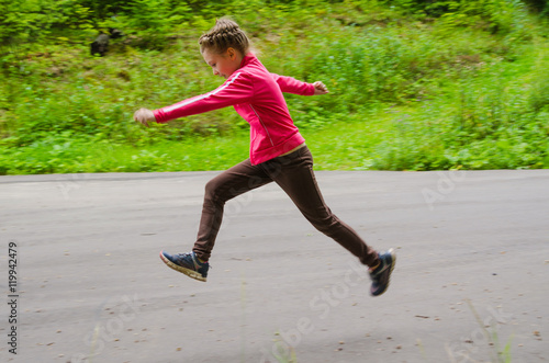 young girl running
