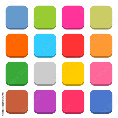 Flat blank web icon color rounded square button photo