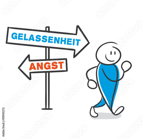 Stick Figure Series Blue / Wegweiser, Gelassenheit, Angst