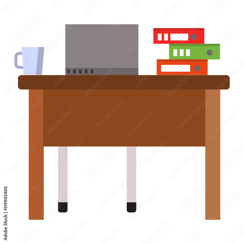 Interior of working place concept in flat design. Work place vector and modern office table interior. Creative work place design. Office occupation professional. Interior of working place concept in flat design. Work place vector and modern office table interior. Creative work place design. Office occupation professional.