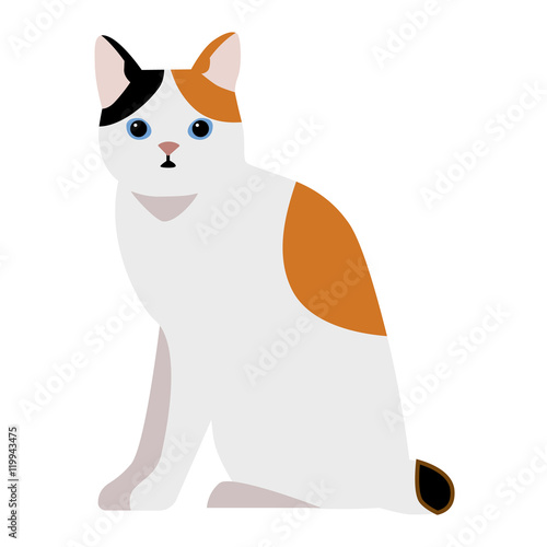 Cat cartoon style vector silhouette. Cute domestic cat animal sitting. Cartoon cat young adorable tail symbol playful. Cartoon funny domestic pussy kitty cat sit character