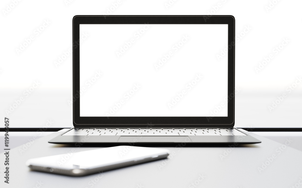 Modern Laptop Blank Screen Table Inside Interior First Class Cabin Fast Speed Train.Empty Window Generic Design Notebook Background.Clear White Display Business.Closeup Mockup Front View.3d rendering. Modern Laptop Blank Screen Table Inside Interior First Class Cabin Fast Speed Train.Empty Window Generic Design Notebook Background.Clear White Display Business.Closeup Mockup Front View.3d rendering.