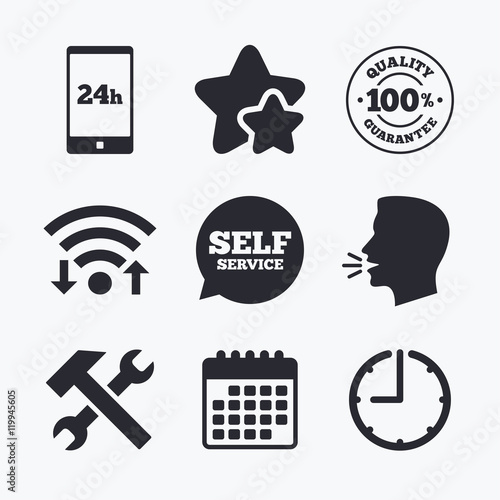 Repair fix tool icons. Customer service signs.