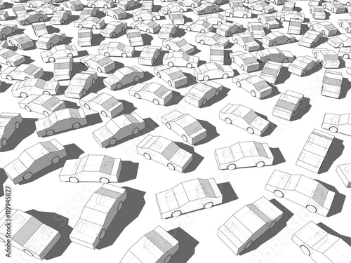 many white cars in traffic jam