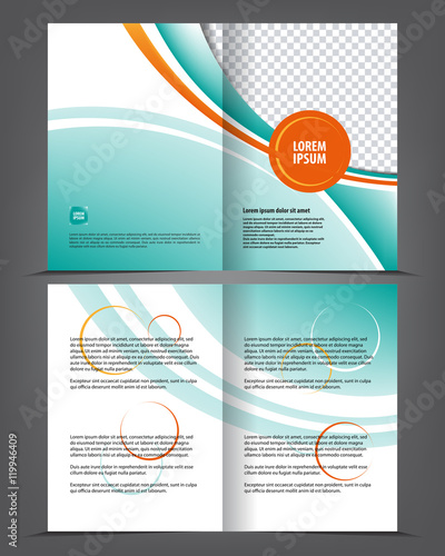 Vector empty bi-fold brochure print template design, newsletter booklet layout