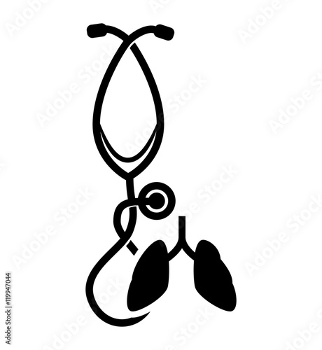 lungs stethoscope medical health care icon. Flat and Isolated design. Vector illustration