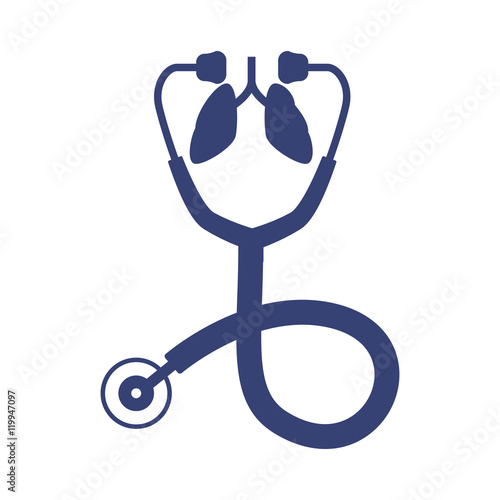 lungs stethoscope medical health care icon. Flat and Isolated design. Vector illustration
