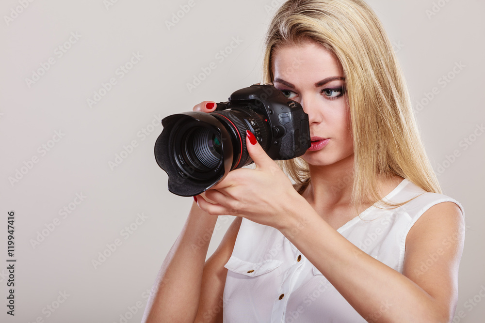 Beautiful woman with camera. Beautiful woman with camera.
