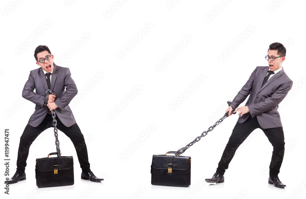 Businessman chained isolated on white Businessman chained isolated on white