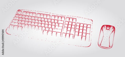Tableau sur toile Vector illustration of the keyboard and mouse arranged from dots, art for web and print design appealing for computer theme